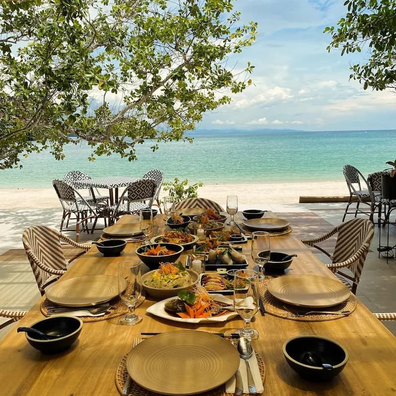 Beachfront dining at Dakak